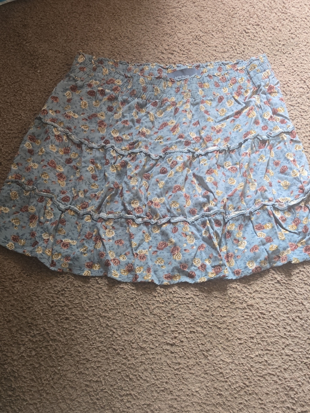 Indigio Rising Light Blue Floral - Roses- Tiered Skirt 💫